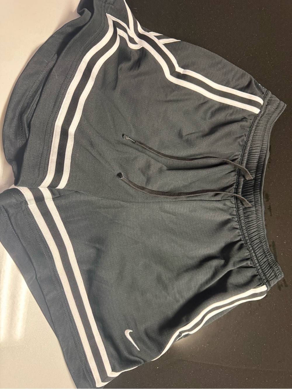 Nike Black Shorts with White Stripes - Kids